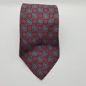 Lord & Taylor Kensington Collection red blue medallion tie 58.5 inch